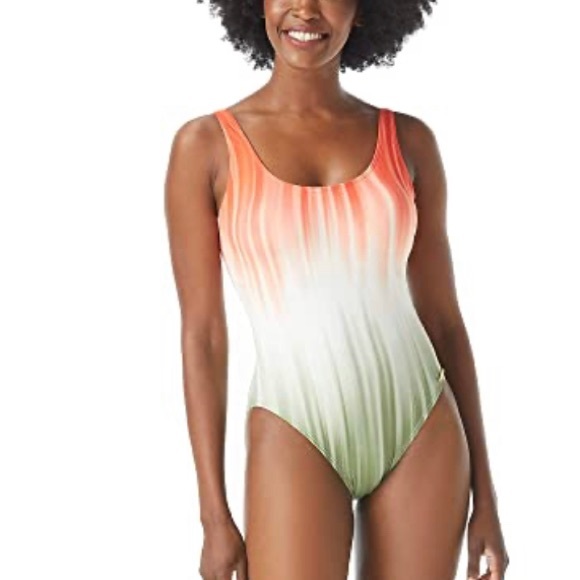 Vince Camuto women’s Dip-Dye Scoop Neck One-Piece Safari Green ombré size 12 NEW - Picture 1 of 6